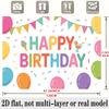 Colorful Birthday Party Banner, Polyester Photo Backdrop Wall Decor