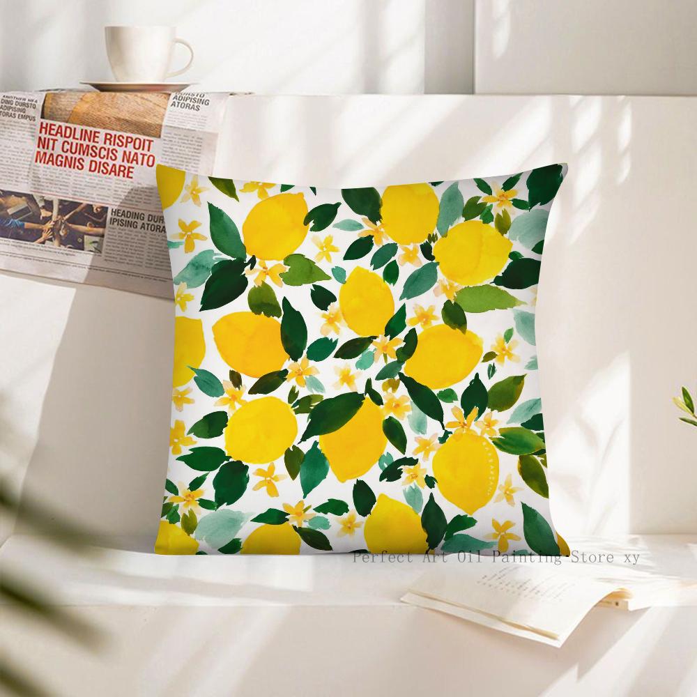 Lemon Pillow Case Square Pillow Cushion Cover Bedroom Sofa Room Decoration Casual Pillow Cover
