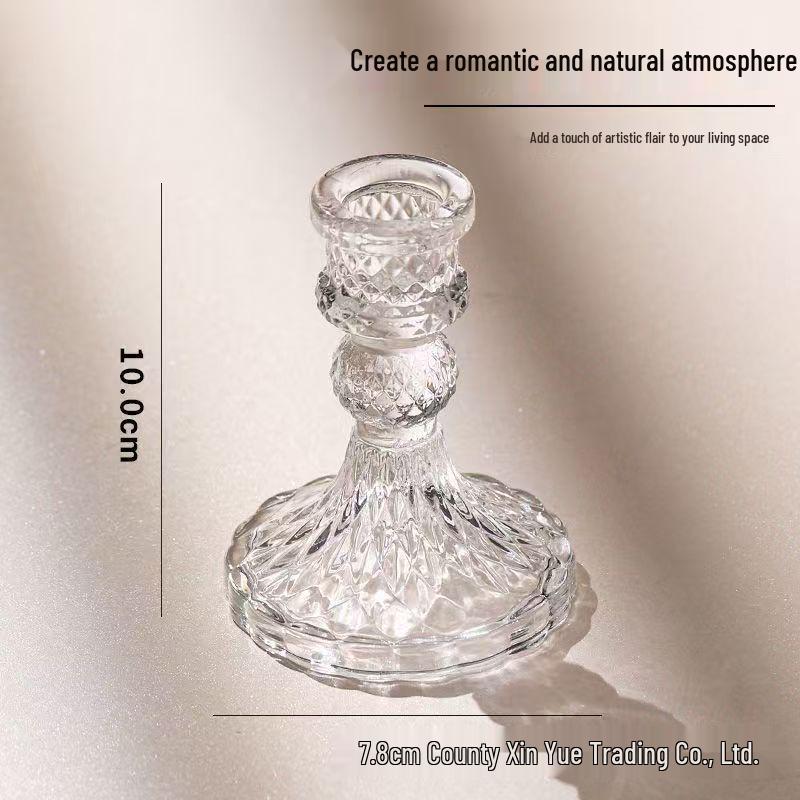 Retro Glass Candle Holder for Romantic Dining Table Decor