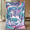 Winged Unicorn Moons Flowers Theme blanket Lightweight Warm Flannel Blanket Decorative Throw Blanket for Home Decoration