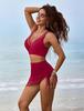 2026 European High-Waisted Slimming Two-Piece Women's Swimsuit in Solid Color