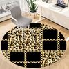 1pc Leopard Print Chain Office Round Area Rug, Indoor Mat Suitable ForOffice, Under Office Chairs Bedroom Living Room Home Decor, Room Deco Q086