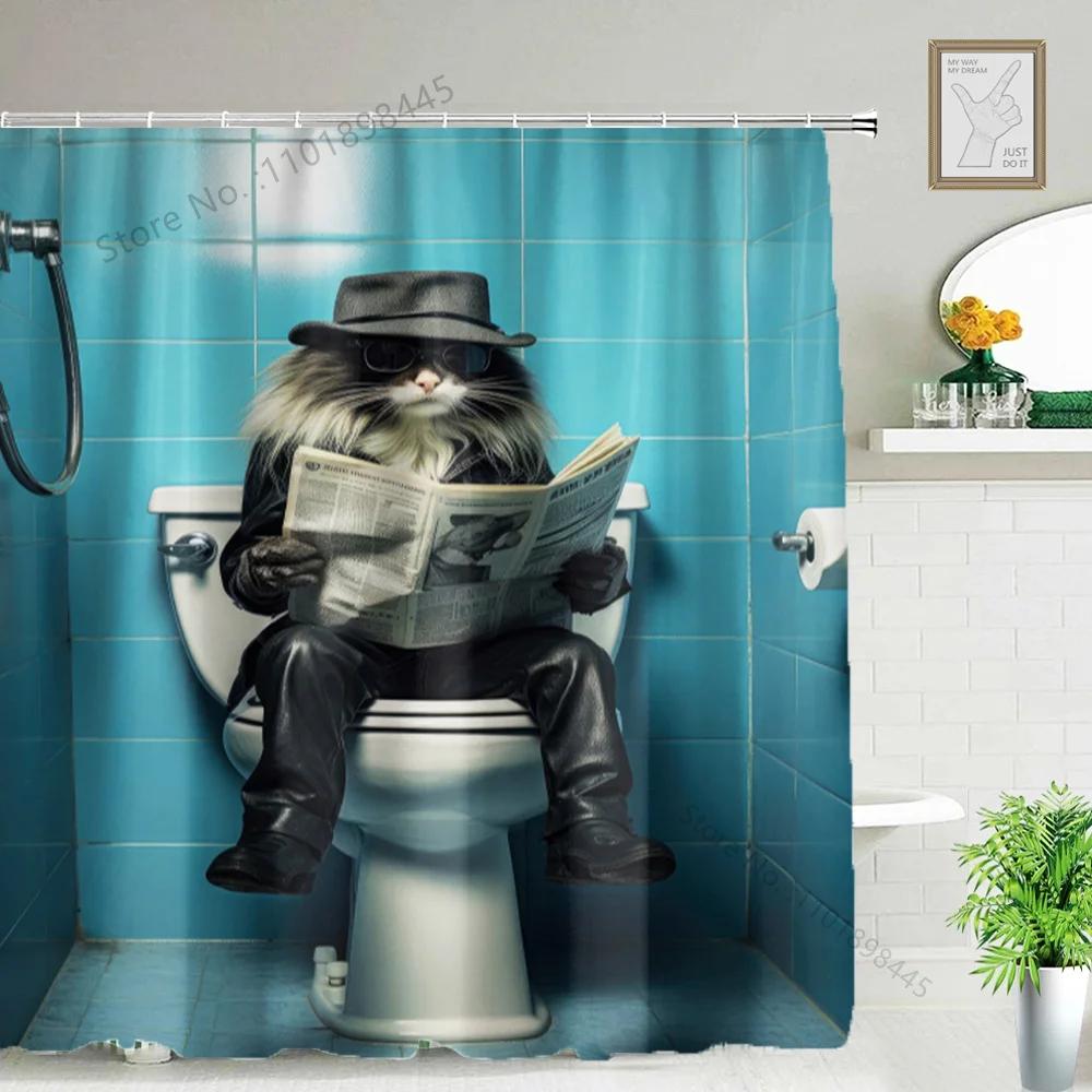 Lustiger Tier Duschvorhang Badewanne Yak Kuh Esel Dschungel Wildtiere Modern Minimalistisch Toilette Lesen Ziege Badezimmer Duschvorha
