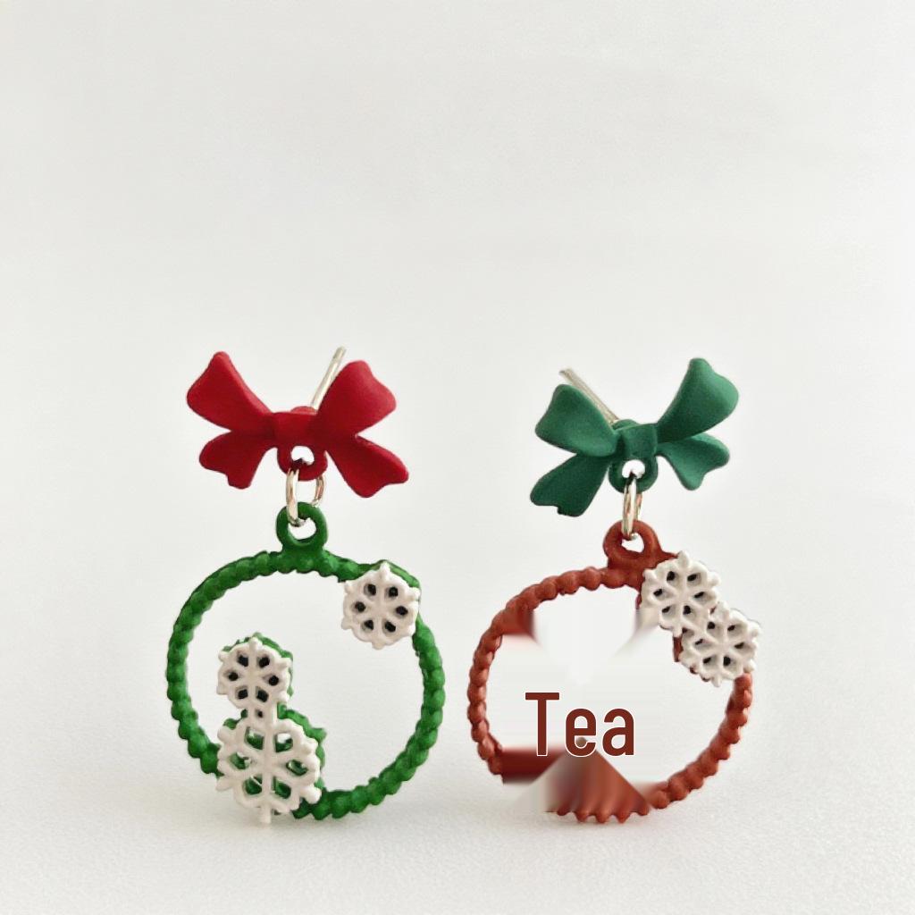 

Asymmetrical Bow & Reindeer Stud Earrings - Christmas Style for Women