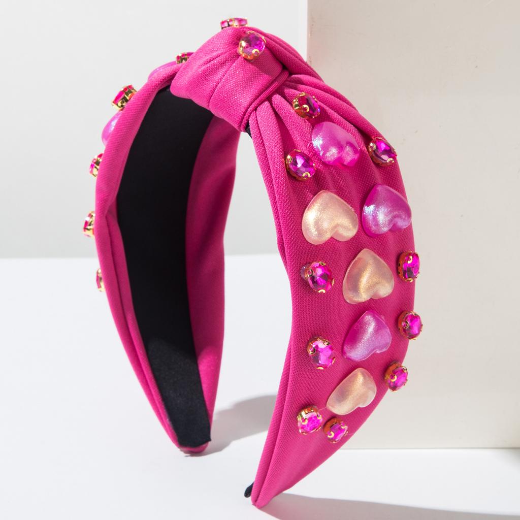 Valentine's Day Love Heart Rhinestone Knot Hairband Headband Adult Hair Accessories Hair Jewley