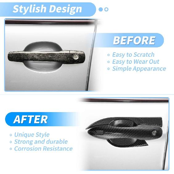 Exterior Door Handle Bowl Cover Trim Set for Toyota Camry LE SE XLE XSE 2018-2024 8th 8.5th Gen Door Handle Cover Protector Black Carbon Fiber