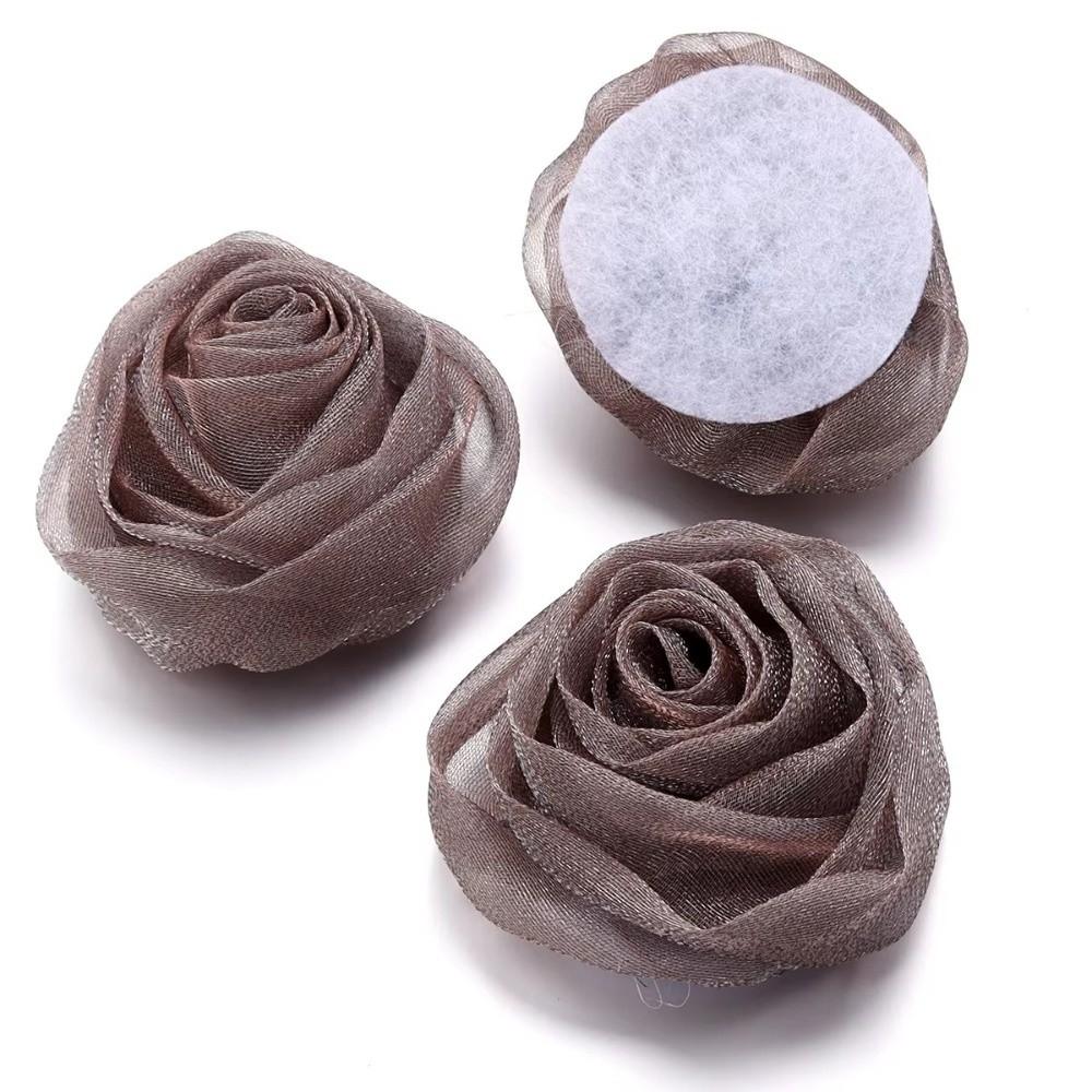 3Pcs 5cm Organza Fabric Rose Flower Colorful Flower Shape Chiffon Artificial Flower Fabric DIY Flower Accessory