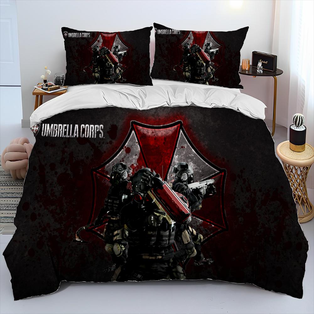 3D R-Resident Evil Games Gamer Comforter Bedding Set,Duvet Cover Bed Set Quilt Cover Pillowcase,king Queen Size Bedding Set Kid