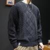 Men's Loose Knit Round-Neck Sweater - Trendy Korean Style for Autumn/Winter