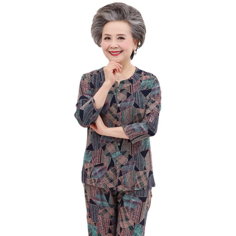 Elderly Women's Lightweight Summer Cardigan Set