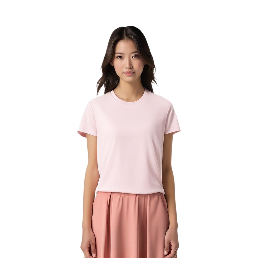 Anta Breathable Solid Color Round Neck Versatile Short Sleeve T-Shirt Women Tops Soft-Pink 962528117-2