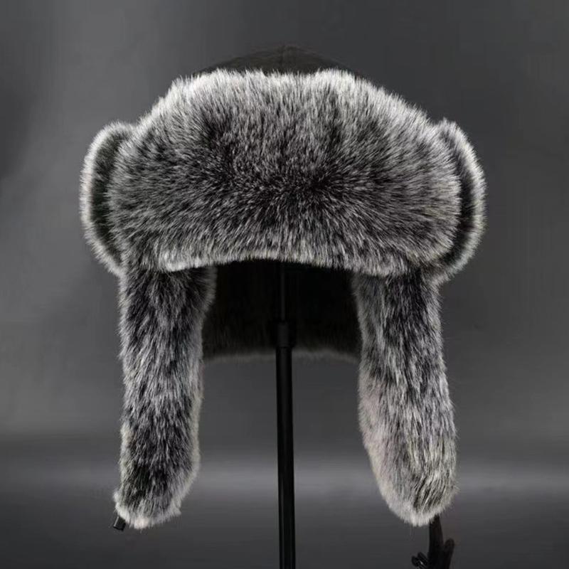 Furry Trapper Hat with Ear Flaps Windproof Winter Hunting Hat Furry Lined Winter Earflaps Hat Cycling Hat for Men Women