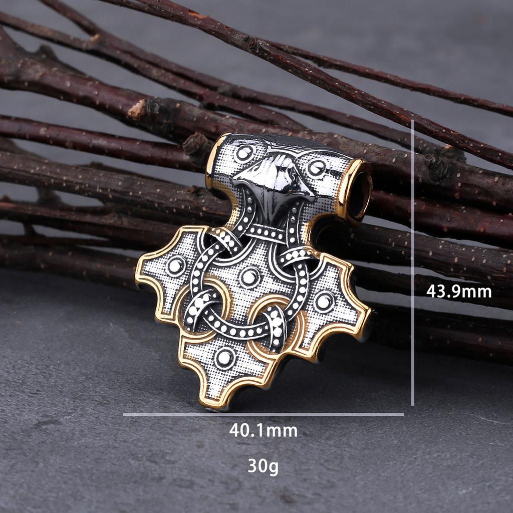 Vintage Viking Odin Raven Mjolnir Thor Hammer Necklace Stainless Steel Men Biker Amulet Pendant Gift Jewelry
