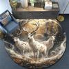 Enchanted Forest Deer Round Area Rug,Carpet Rug for Living Room Bedroom Sofa Playroom Decor,Non-slip Floor Mat
