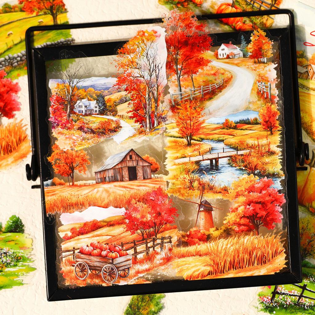 20 Stück Dekoration Retro-Landschaft Hintergrund Berg Hintergrund Scrapbooking PET-Aufkleber Reise Schreibwaren Aufkleber