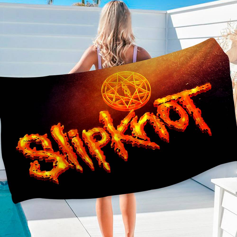Fts Slipknots Heavy Metal Band Strandtuch Bunte Badetücher für Mädchen Mikrofaser Schnelltrocknend Individuell Sandfreies Strand-Yoga-Spa