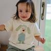 T-shirt a maniche corte per bambini e bambine, top estivo per neonati 2026, manica a metà per bambini, edizione coreana, stampato, cartone animato, cotone, girocollo
