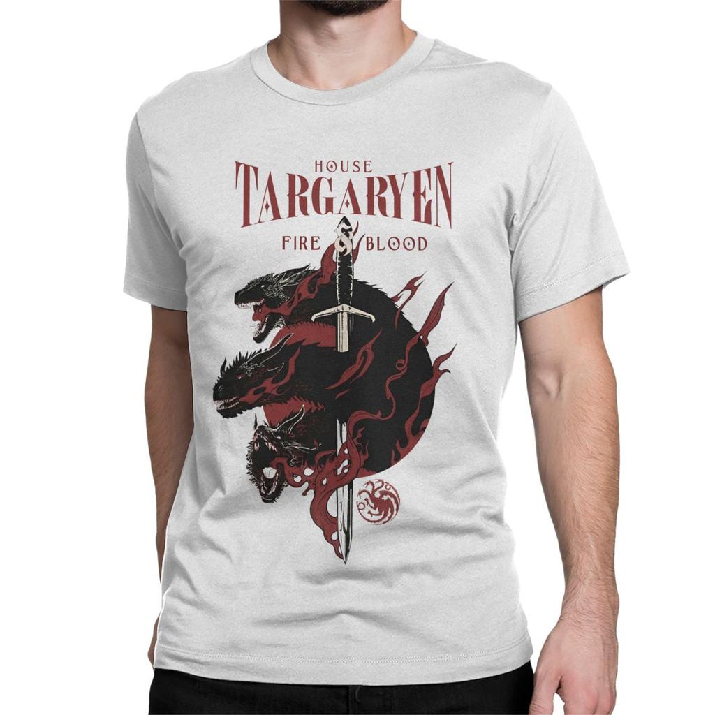 Haus Targaryen Fire And Blood GOT T-Shirt für Herren Damen Erstaunliches 100% Baumwolle T-Shirt Rundhals T-Shirt 4XL 5XL 6XL Oberteile