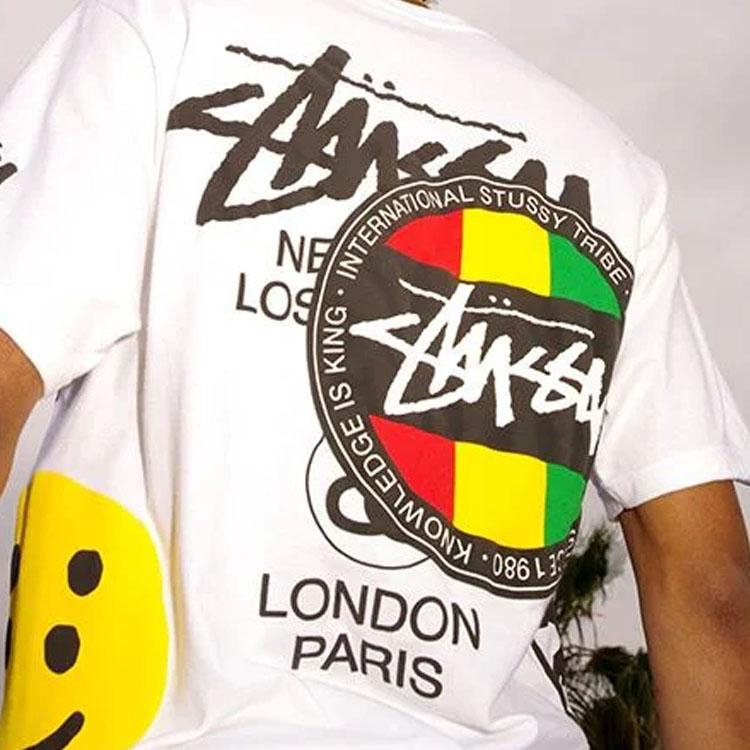 Stussy Solid Color Printed Round Neck American Vintage T-Shirt Men tops 3903488