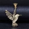 Fashion Simple Hollow Hummingbird Pendant Stainless Steel Sweater Necklace For Women