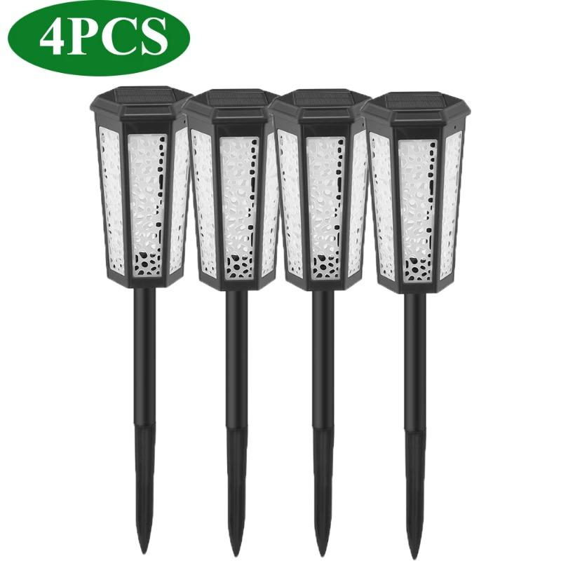 Solar Powered Pathway Landscape Lights Outdoor Waterproof Dusk to Dawn 2 Modes Warm White & White Modern Garden Lights for Path Yard Walkway Driveway