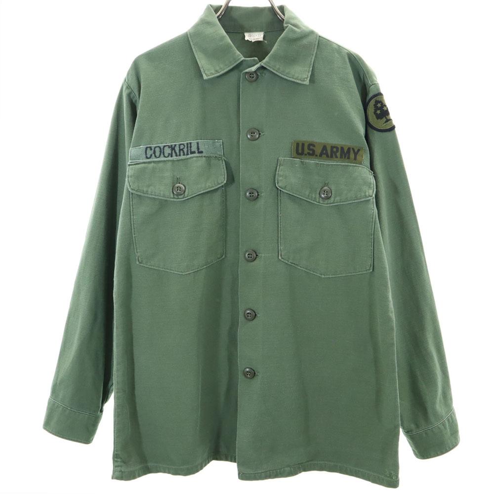 US ARMY 70s Cotton Satin BDU Vintage DSA Long Sleeve Military Shirt Men's Used