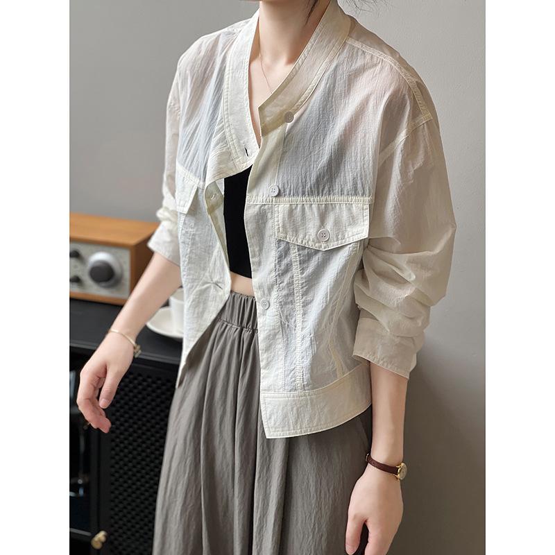 

Женская однобортная рубашка с воротником стойкой Sunbrella, куртка-кардиган, топы M белый