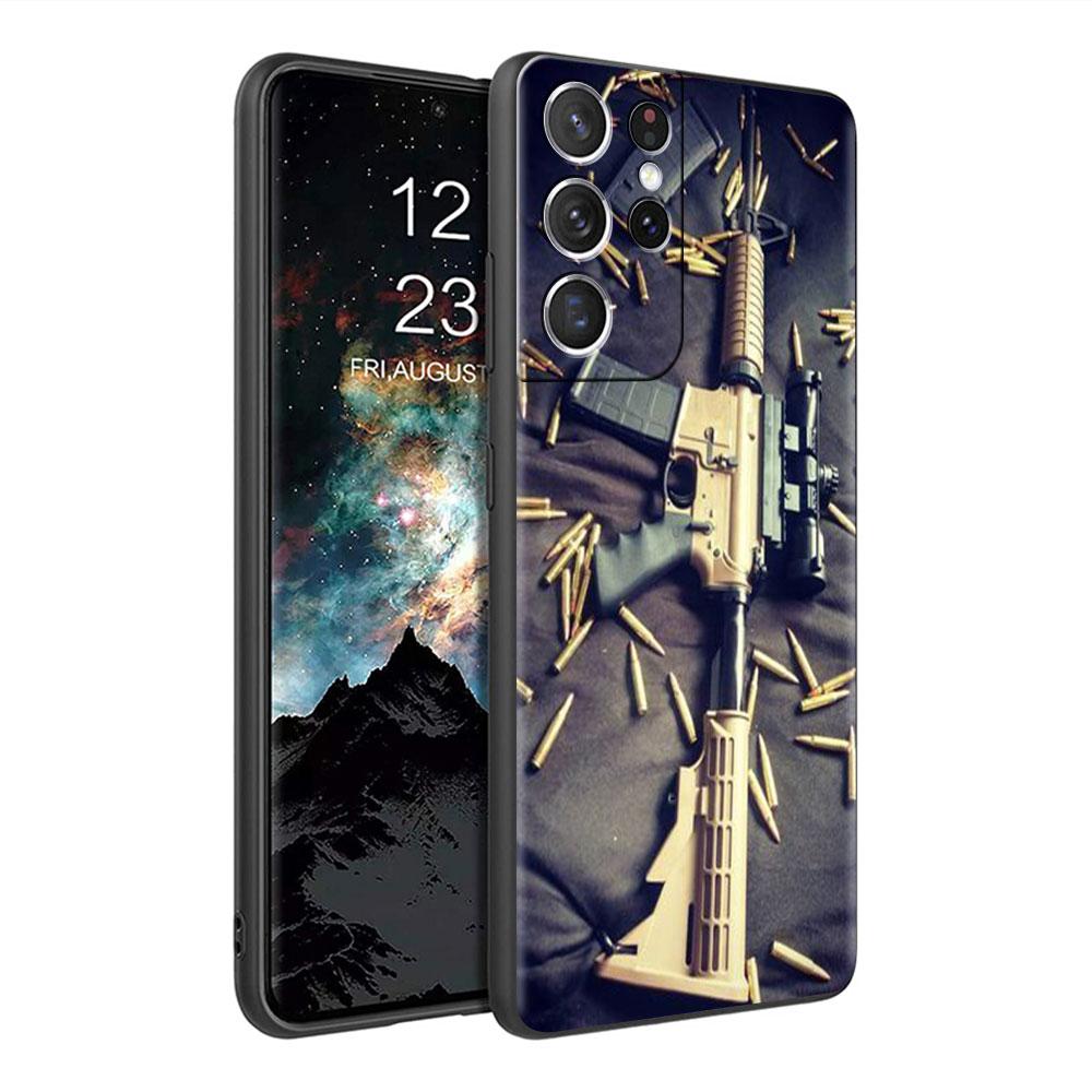 AK47 Handgun Gun BUllets Soft Case For Samsung Galaxy S22 S20 FE S21 S10 S9 Plus S8 Note 20 Ultra 10 Lite Phone Cover Shell