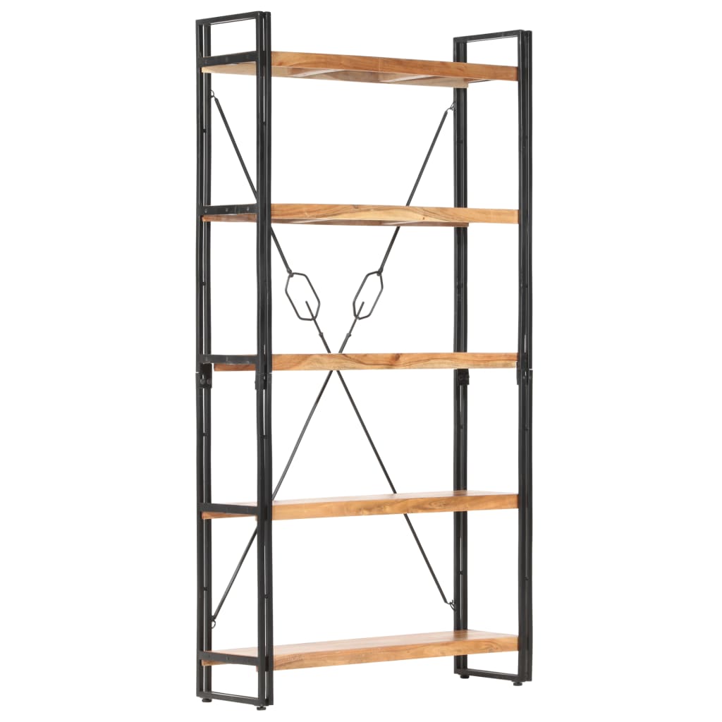 Bookshelf 5 Shelves 90 X 30 X 180 Cm Solid Acacia Wood