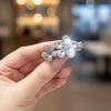 Korean Vintage Crystal Black Rhinestone Flower Hair Clip for Women's Bangs