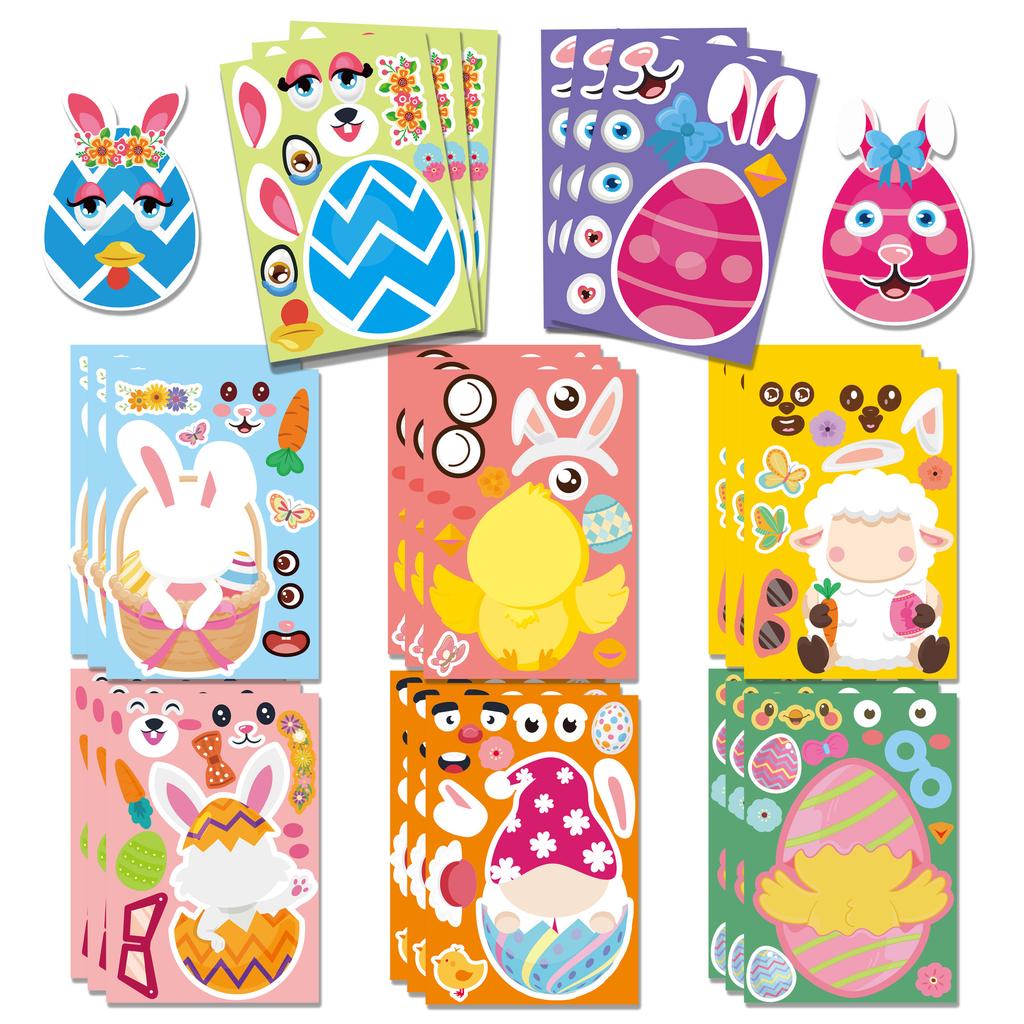 2026 Osterhase Ei Gesichtswechsel Aufkleber DIY Kreative Cartoon Aufkleber für Kinder