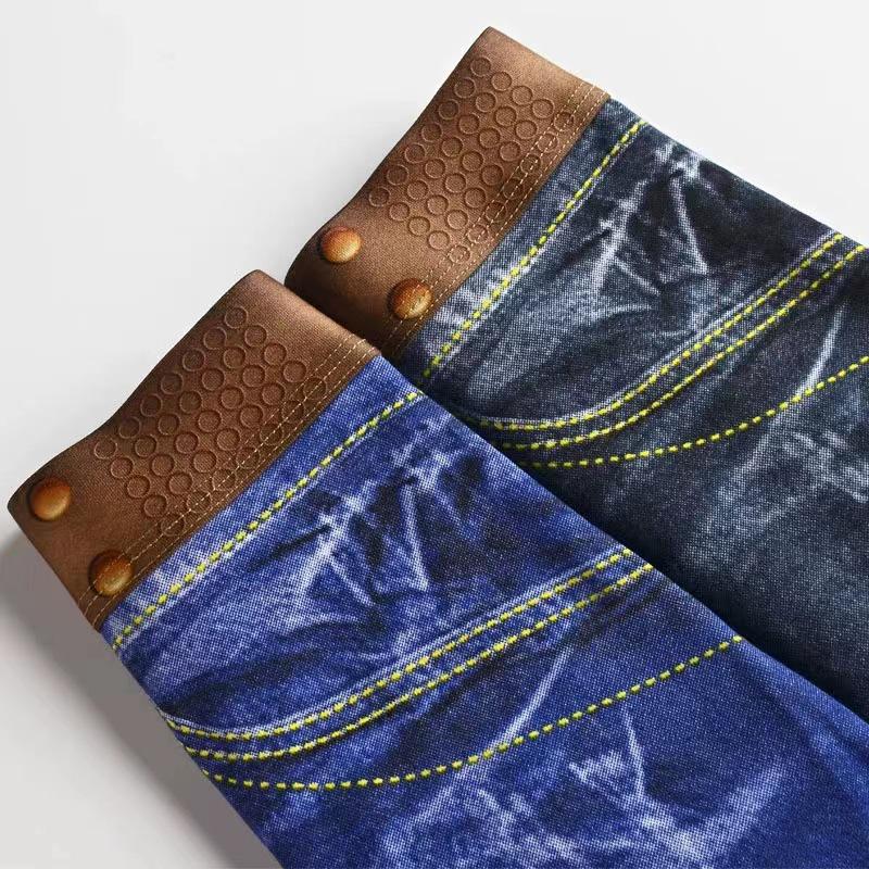 Men's 3D Faux Denim Print Boxer Briefs, Cotton Underwear Trendy Trunk.