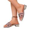 Summer Women Beaded Slide Sandals Open Toe Square Toe Low Block Heel Casual Slip On Shoes with Decorative Beads