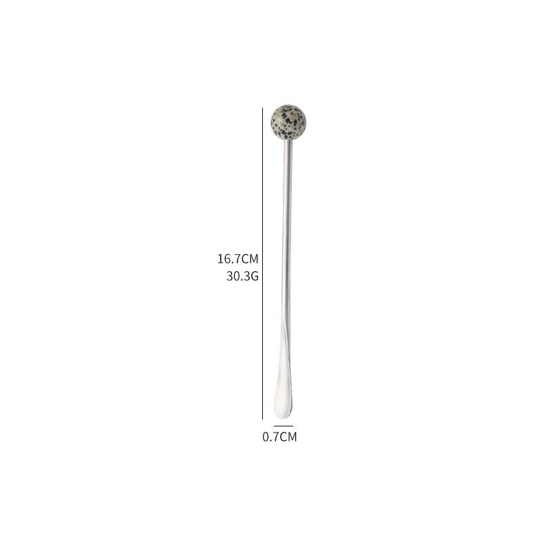 Creative Natural Stone304Stainless Steel High-Quality Spoon Round Ball Coffee Stirring Spoon Afternoon Tea Beverage Stirring Sti