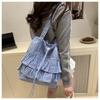 Korean Style Lotus Leaf Shoulder Bag Fashion Plaid Tote Bag Vintage Drawstring Bag  Storage Bag