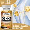 Capsule Vitamina D3 + K2, cu Ulei de Cocos Organic, - Suport pentru Sănătatea Oaselor, Suport pentru Sistemul Imunitar, Suport pentru Sănătatea Cardiovasculară