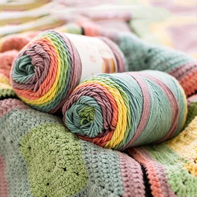 1pc 100g Kuchengarn Regenbogen Baumwollgarn Segmentfärbung 5 Stränge Milch Baumwollgarn DIY Handgestrickt