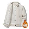 Men's Winter Warm Jackets With Fleece Lined Casual Lightweight Windproof Coat With Pockets Lapel Collar Work Jacket for Men Thick Thermal Cargo Jacket