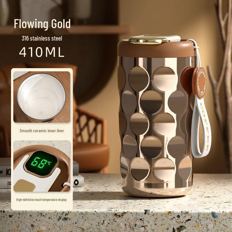 Customizable Stainless Steel Ceramic Liner Thermos - Portable, High-End Outdoor Coffee Cup 410ml