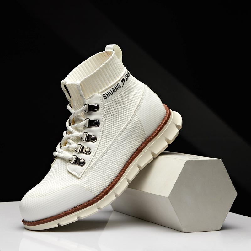 2024 New Men's High Top Knitted Fashion and Trendy Casual Shoes Spring and Autumn Outdoor Breathable Running and Sports Shoes