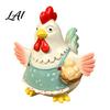 Weatherproof Resin Garden Decor Cartoon Hen Statue with Eggs Pastoral Style Figurine for Handmade Farmhouse Kitchen Ornaments Yard Patio Decor