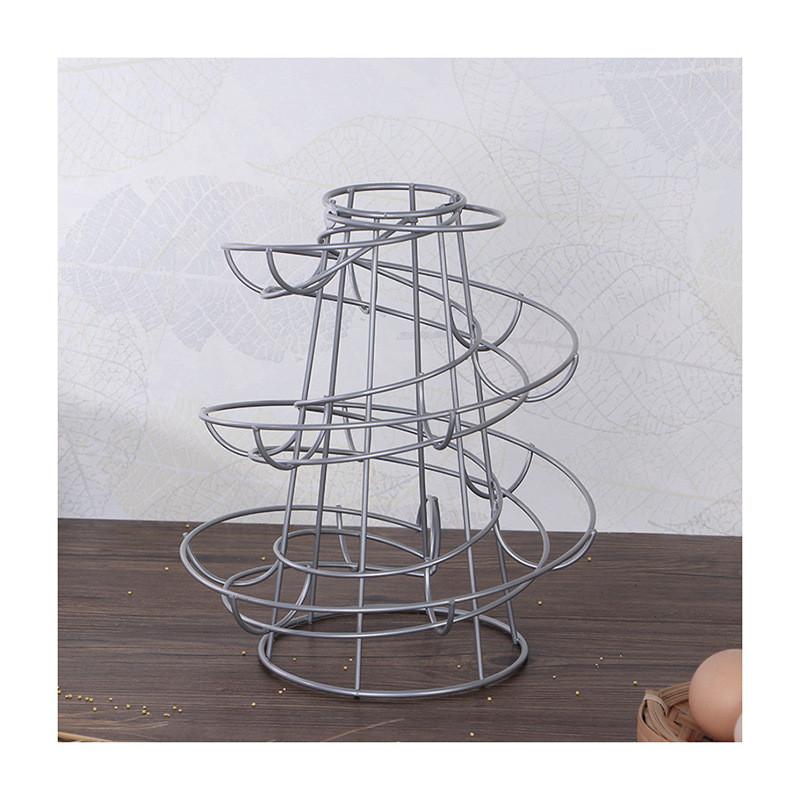 Kitchen Creative Spiral Egg Rack With Hanging Basket For Home Storage And Organization