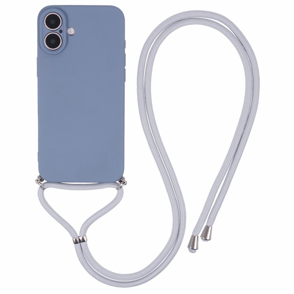 For iPhone 16 Plus Crossbody Case TPU Protective Phone Cover with Soft Fiber Lining