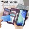 For iPhone 17 Pro Case Floral Leaf Pattern Multi Card Slots Zipper Leather Phone Cover with Wrist Strap