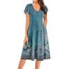 Women's Casual Fashion V-Neck Short Sleeve Midi Dress Fashionable Wedding Guest Dress