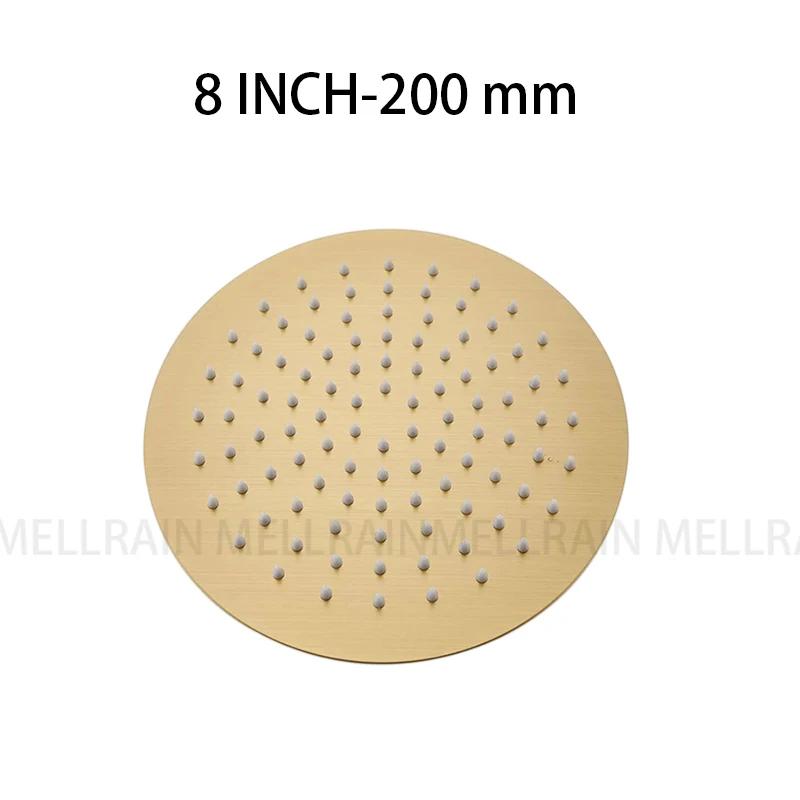 Brushed Rose Gold Rain shower head stainless steel Ultrathin water pressurize shower head in rose gold, Grey, brushed gold