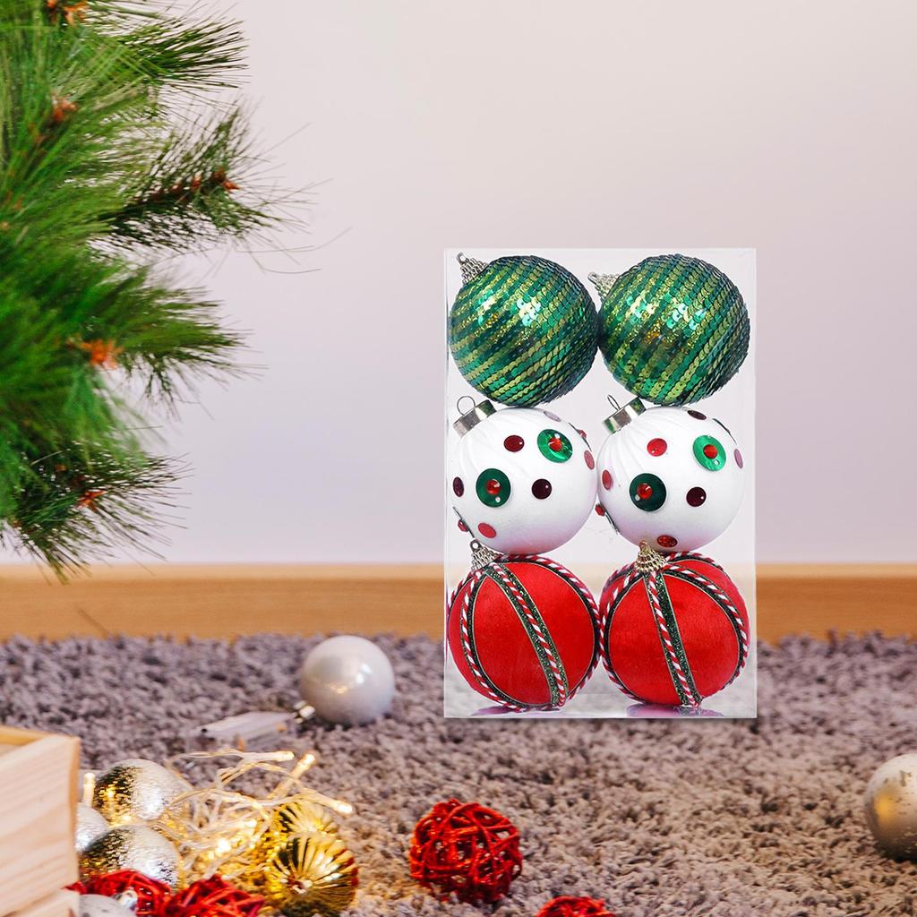 6 Pieces Christmas Ball Ornaments Party Supply Xmas Tree Decorations for Indoor