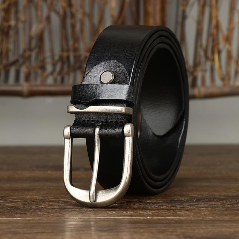 Pásek Pánská kožená spona z hověziny Hovězí kůže Trendy Džíny korejského stylu Nový ležérní skládaný pásek pro mladé muže