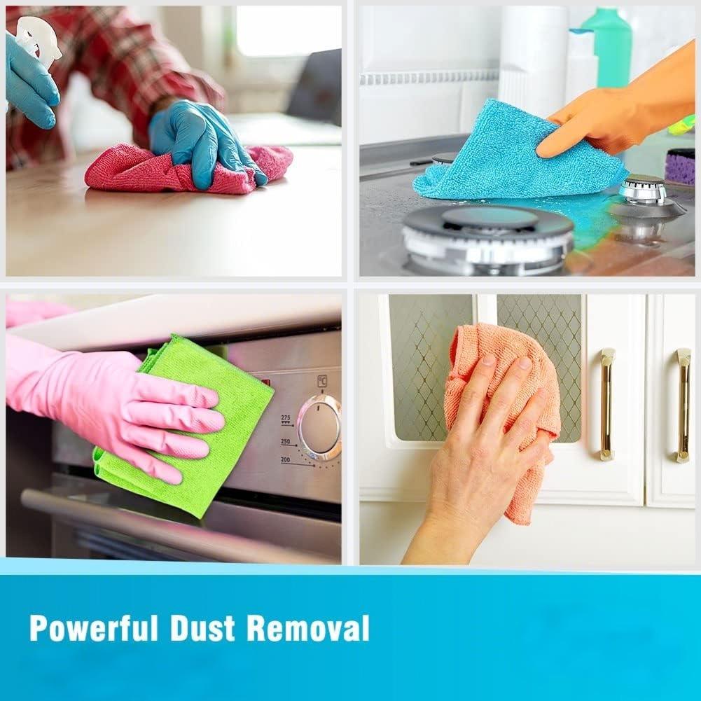 Lint-Free Microfiber Dishcloth: Absorbent Kitchen, Table & Car Cleaning Towel with Scouring Pad