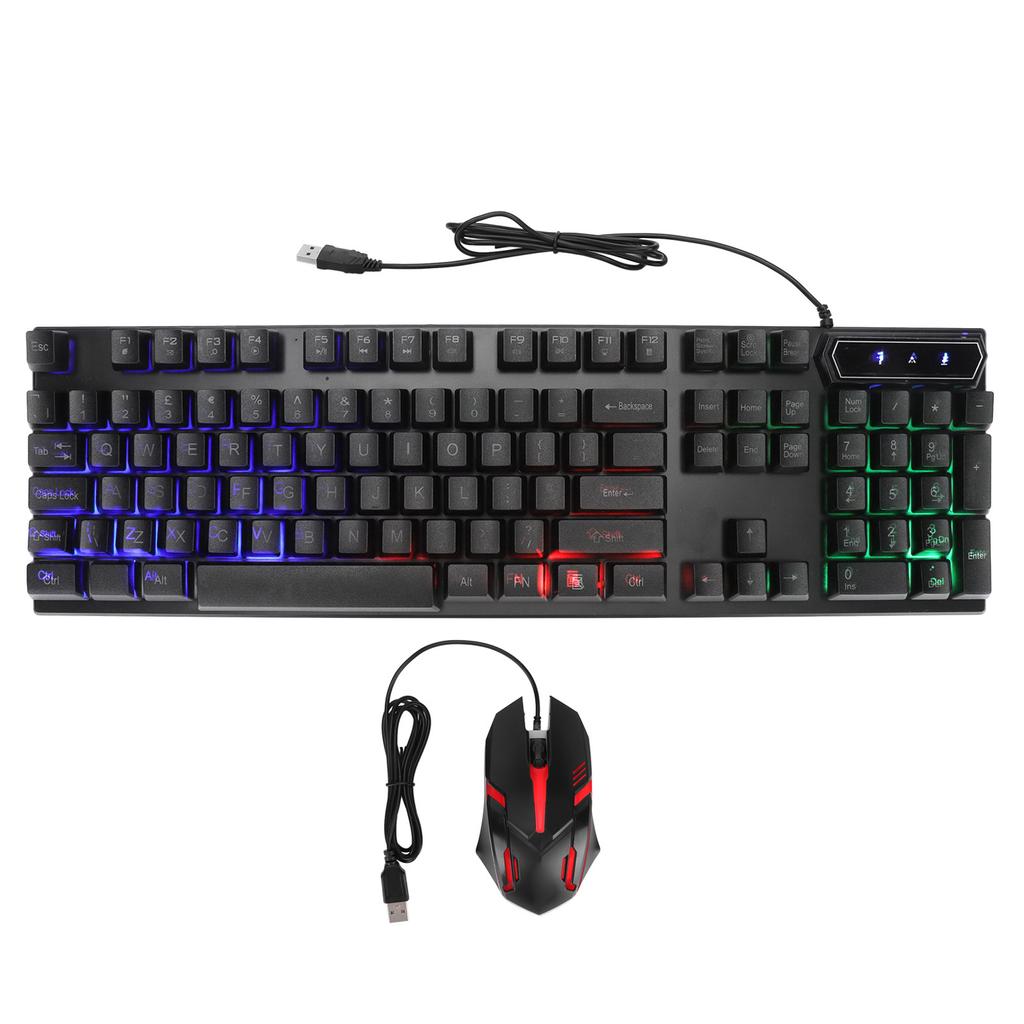 Gaming Keyboard and Mouse Combo 104 Keys Wired USB LED Backlit Ergonomic Quick Response Gaming Mouse and KeyboardD280